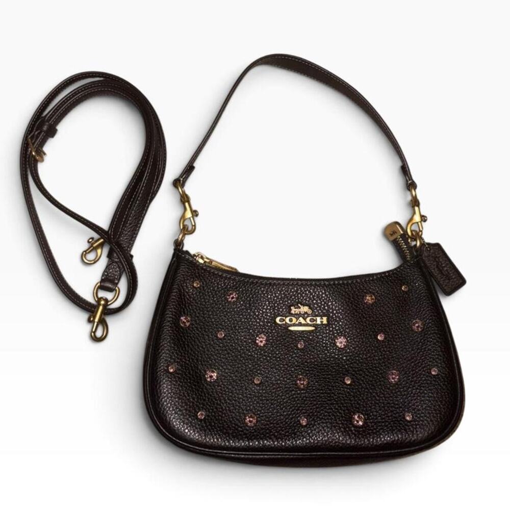 Coach Teri Shoulder Bag with Pink Crystal Novelty